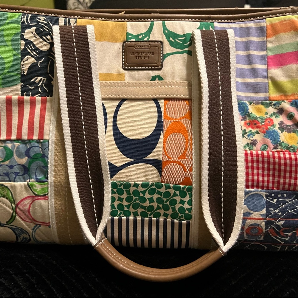 Multi Colored Patchwork Coach Bag - image 2